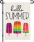 Hello Summer Ice Cream Garden Flag Burlap 12x18 Inch Double Sided, Seasonal Sign Outdoor Decor Yard Small Flags DF269